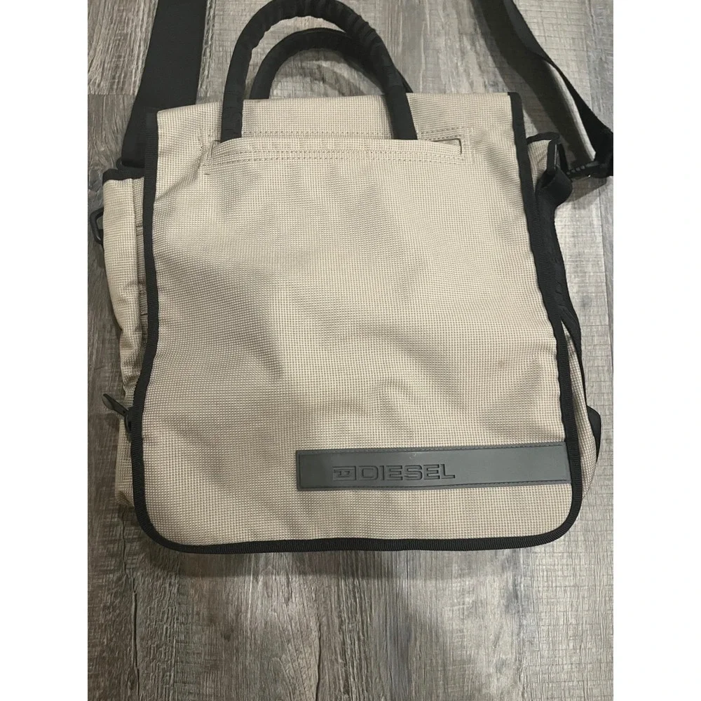 Diesel Tan Black Technical Nylon Messenger Bag Crossbody Laptop Travel Utility